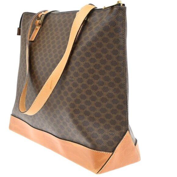 CELINE Logo Macadam Pattern Shoulder Tote Bag PVC Leather Brown GHW - Picture 4 of 16